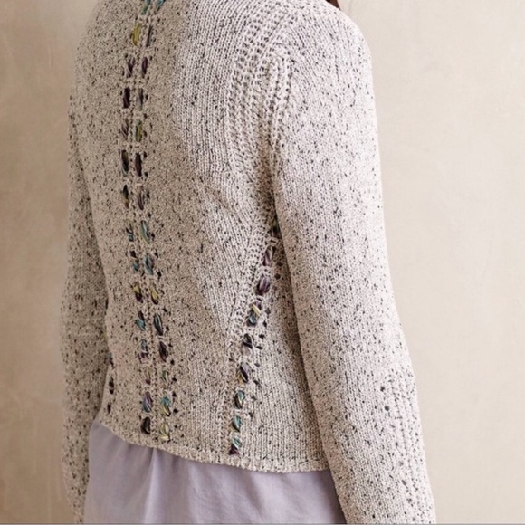 Anthropologie Knitted & Knotted Moto Zip Ribbon Cardigan Sweater Small - Picture 2 of 9